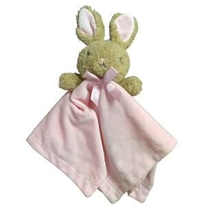 MTY International Brown Bunny Pink Lovey Security Baby Blanket Plush Soft Rattle